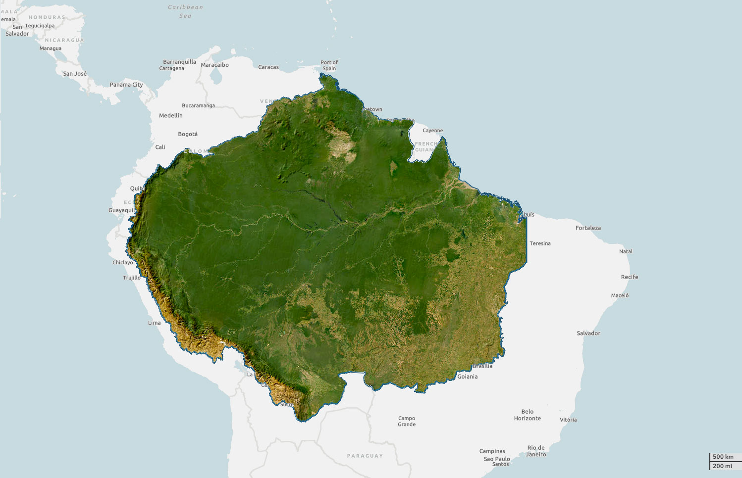 Satellite coverage of the Amazon basin